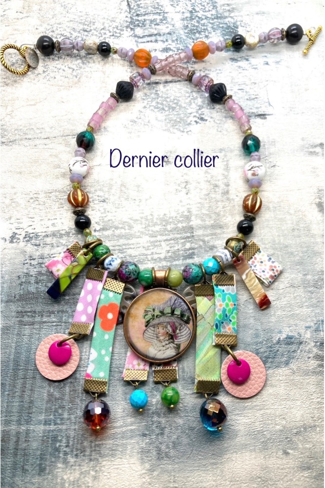 Collier long d'inspiration japonaise avec de belles perles tchèques Aniki Bijoux