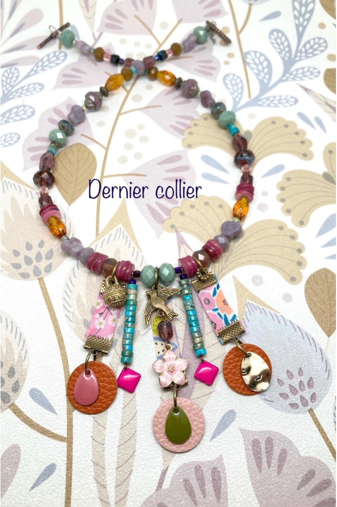 Collier long d'inspiration japonaise avec de belles perles tchèques Aniki Bijoux